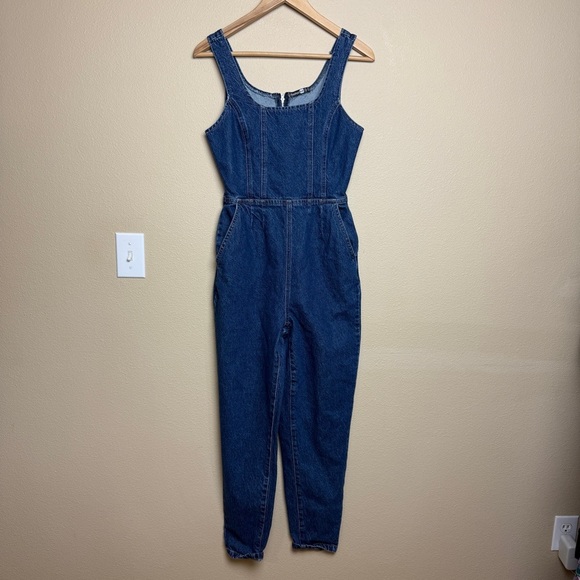 Boohoo Square neck tapered Denim Jumpsuit- Size 6 - Picture 5 of 12